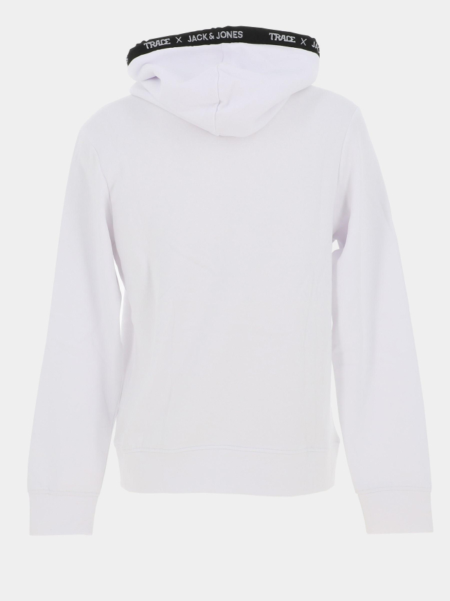 Sweat à capuche trace script blanc homme - Jack & Jones