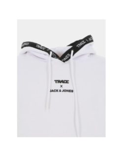 Sweat à capuche trace script blanc homme - Jack & Jones