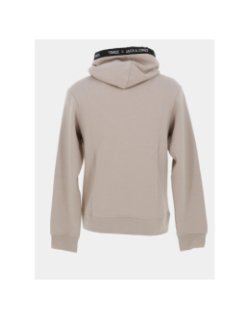 Sweat à capuche trace script beige homme - Jack & Jones