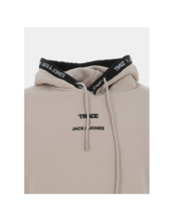 Sweat à capuche trace script beige homme - Jack & Jones