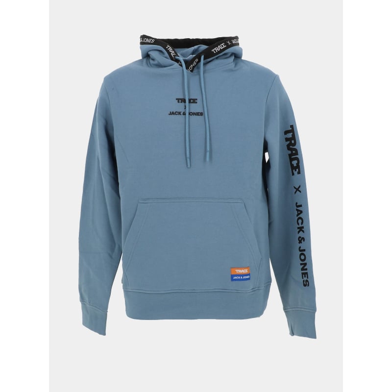 Sweat à capuche trace scipt bleu homme - Jack & Jones