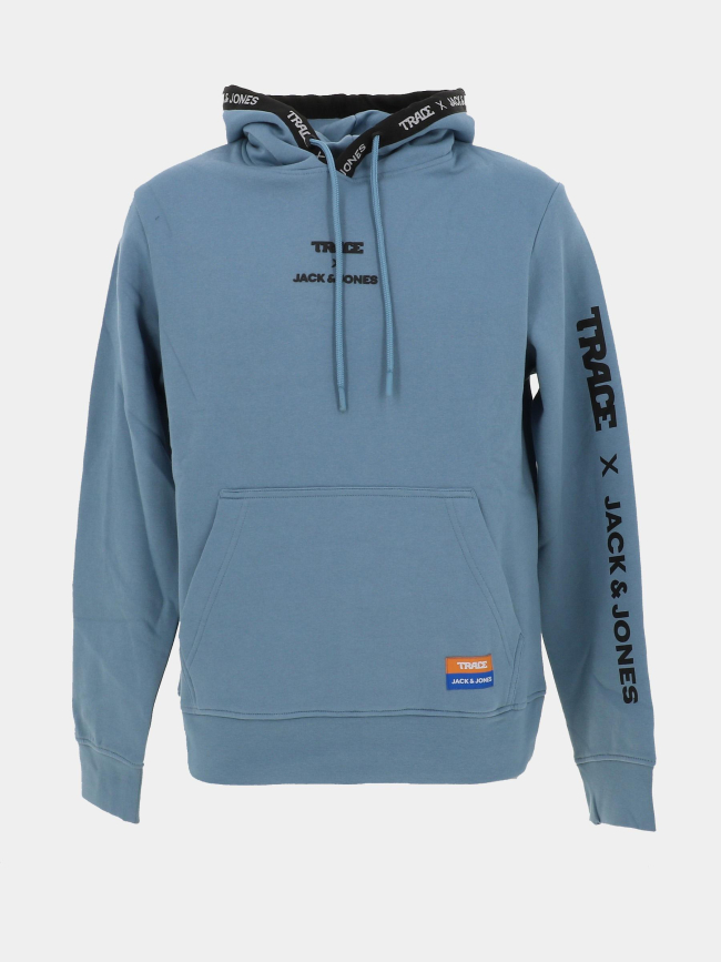 Sweat à capuche trace scipt bleu homme - Jack & Jones