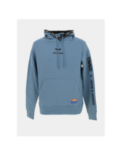 Sweat à capuche trace scipt bleu homme - Jack & Jones