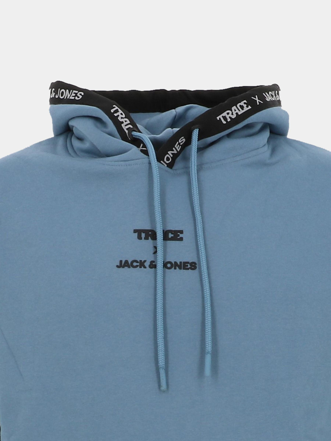 Sweat à capuche trace scipt bleu homme - Jack & Jones