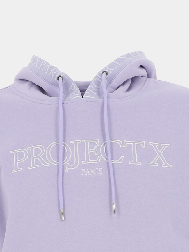 Sweat à capuche broderie contour violet homme - Project X Paris