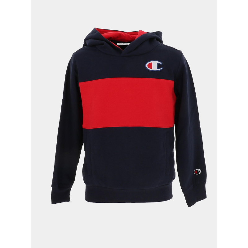 Sweat à capuche bleu marine et rouge enfant - Champion