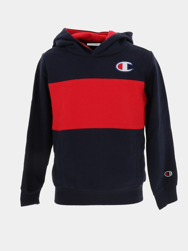 Sweat à capuche bleu marine et rouge enfant - Champion