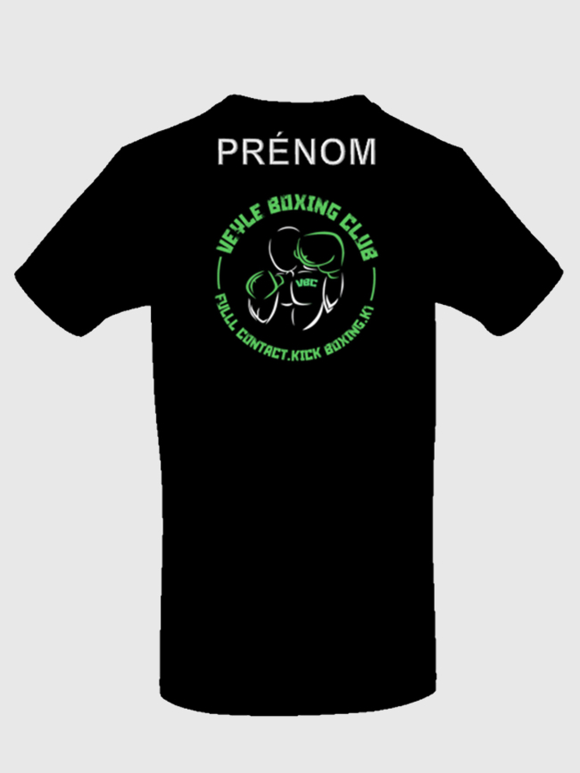 T-shirt Veyle boxing club noir vert sérigraphie coeur + prénom + dos - Kick