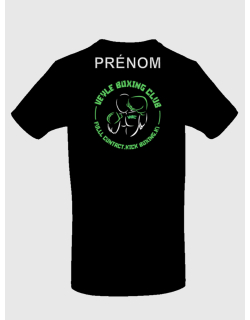 T-shirt Veyle boxing club noir vert sérigraphie coeur + prénom + dos - Kick