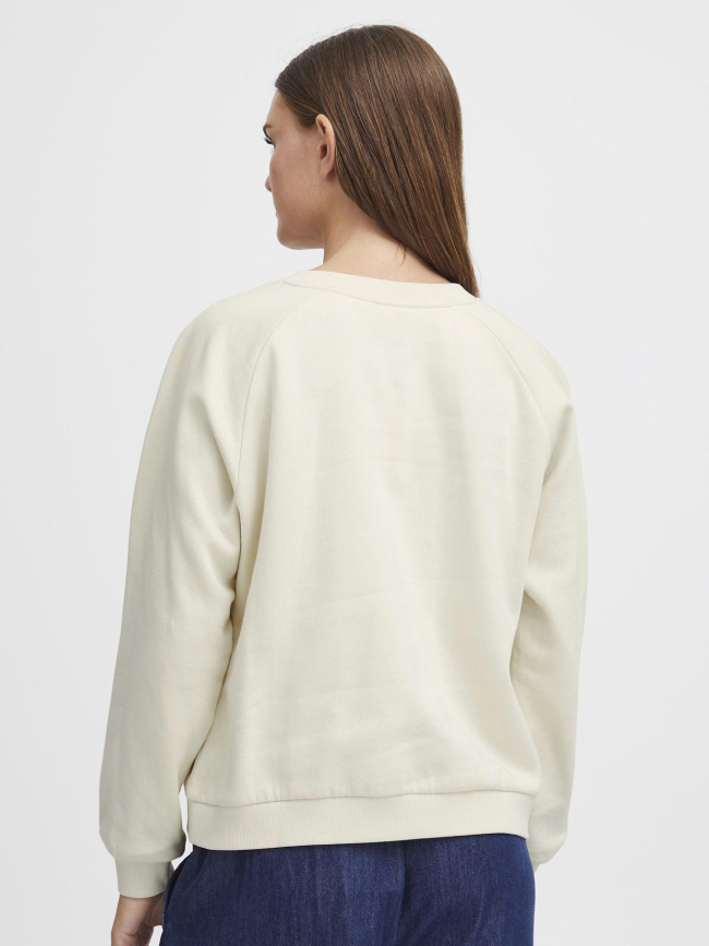 Sweat col rond ihlela brushed beige femme - Ichi