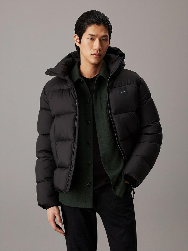 Doudoune  à capuche quilt puffer noir homme - Calvin Klein