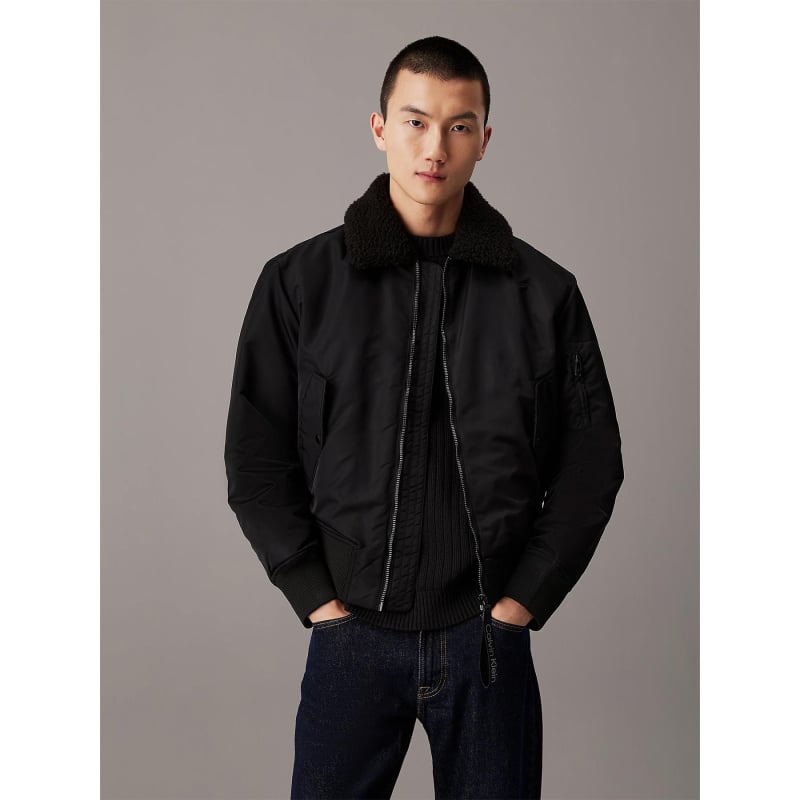 Veste sherpa aviateur noir homme - Calvin Klein Jeans