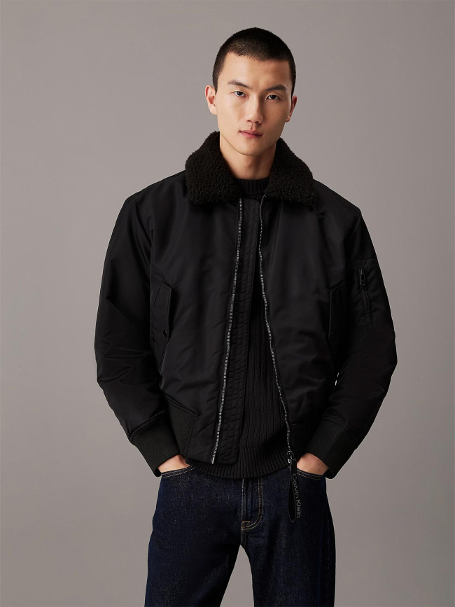 Veste sherpa aviateur noir homme - Calvin Klein Jeans