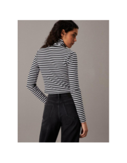 Haut col roulé à rayures noir et blanc femme - Calvin Klein Jeans