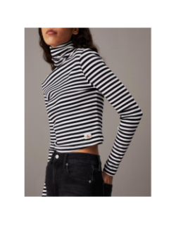 Haut col roulé à rayures noir et blanc femme - Calvin Klein Jeans