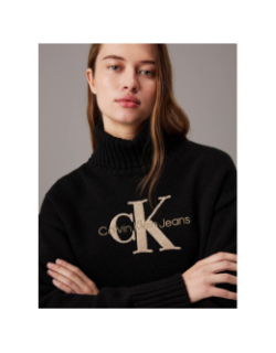 Pull à col roulé avec monogramme noir femme - Calvin Klein Jeans