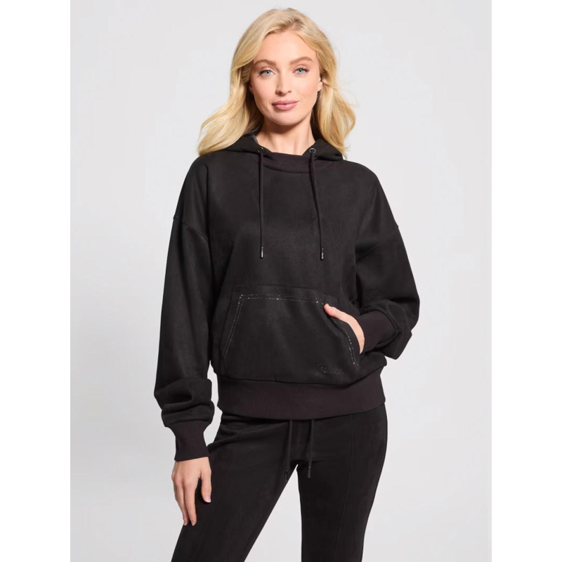 Sweat à capuche scuba pailleté noir femme - Guess