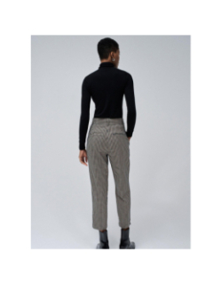 Pantalon chino à carreaux beige et noir femme - Salsa