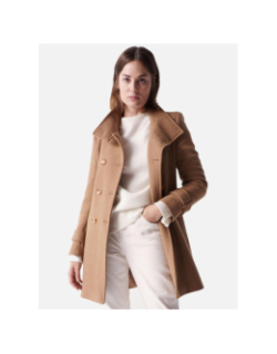 Manteau long grace en étoffe avec détails beige femme - Salsa