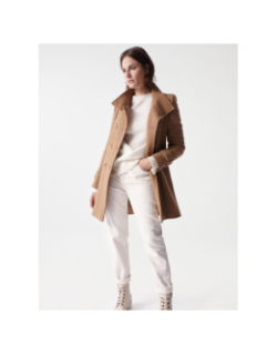 Manteau long grace en étoffe avec détails beige femme - Salsa