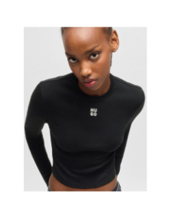 T-shirt à manches longues crop dafilomena 3 noir femme - Hugo