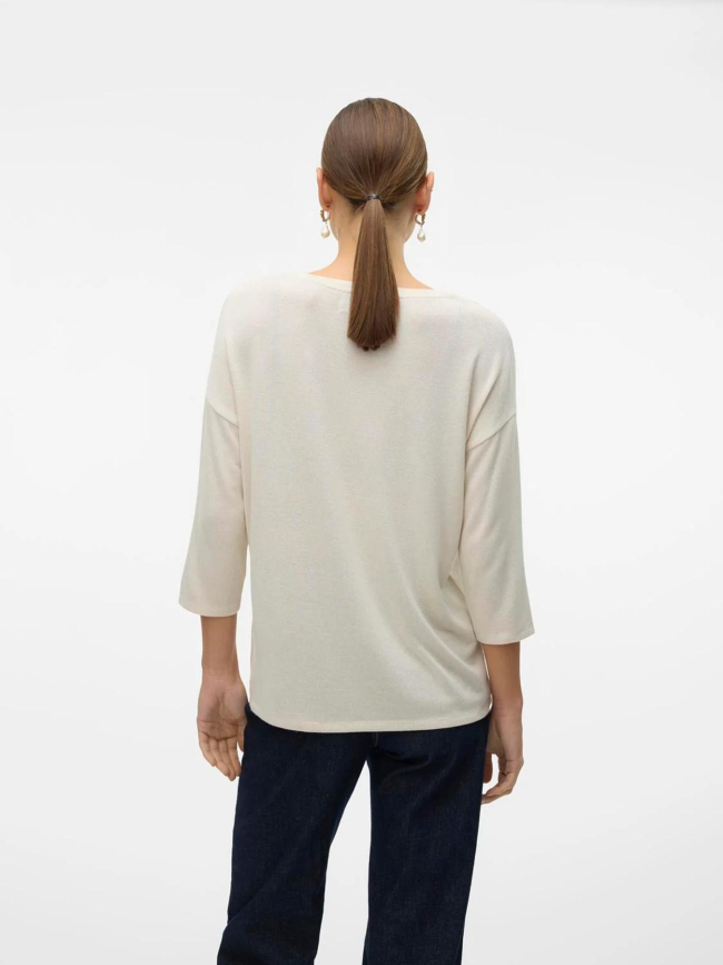 Pull fin manches 3/4 col en v brianna blanc femme - Vero Moda