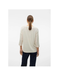 Pull fin manches 3/4 col en v brianna blanc femme - Vero Moda