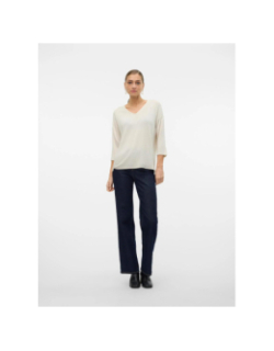 Pull fin manches 3/4 col en v brianna blanc femme - Vero Moda