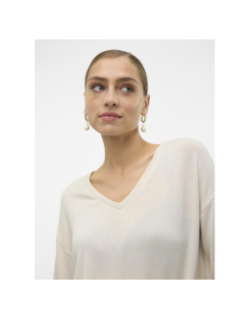 Pull fin manches 3/4 col en v brianna blanc femme - Vero Moda