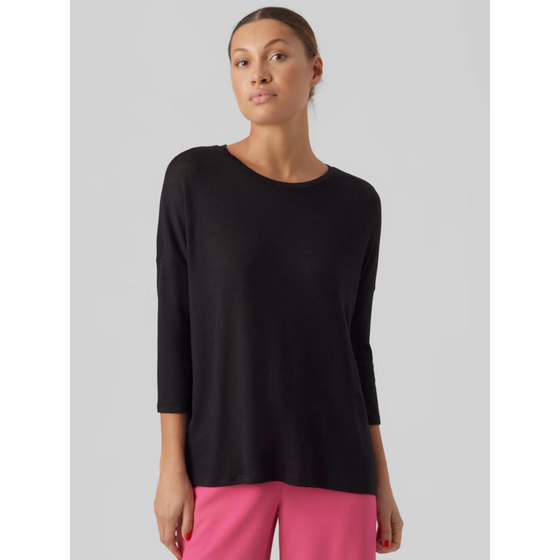 Pull fin manches 3/4 col en v brianna noir femme - Vero Moda