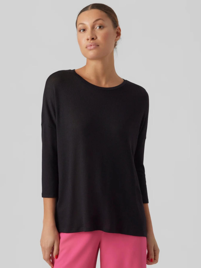 Pull fin manches 3/4 col en v brianna noir femme - Vero Moda