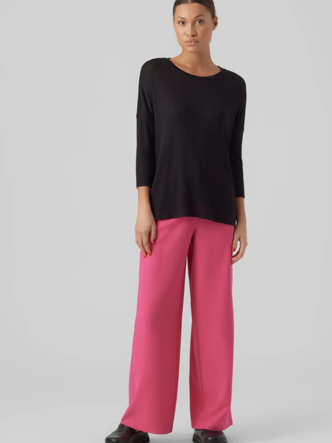 Pull fin manches 3/4 col en v brianna noir femme - Vero Moda