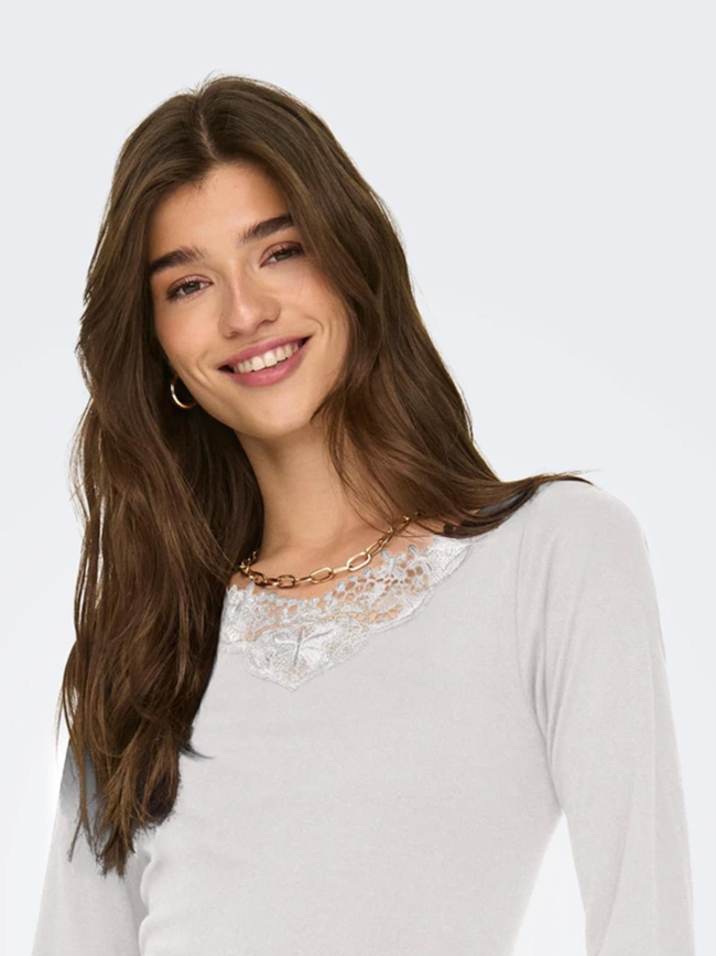 Top à manches longues onlkira blanc femme - Only