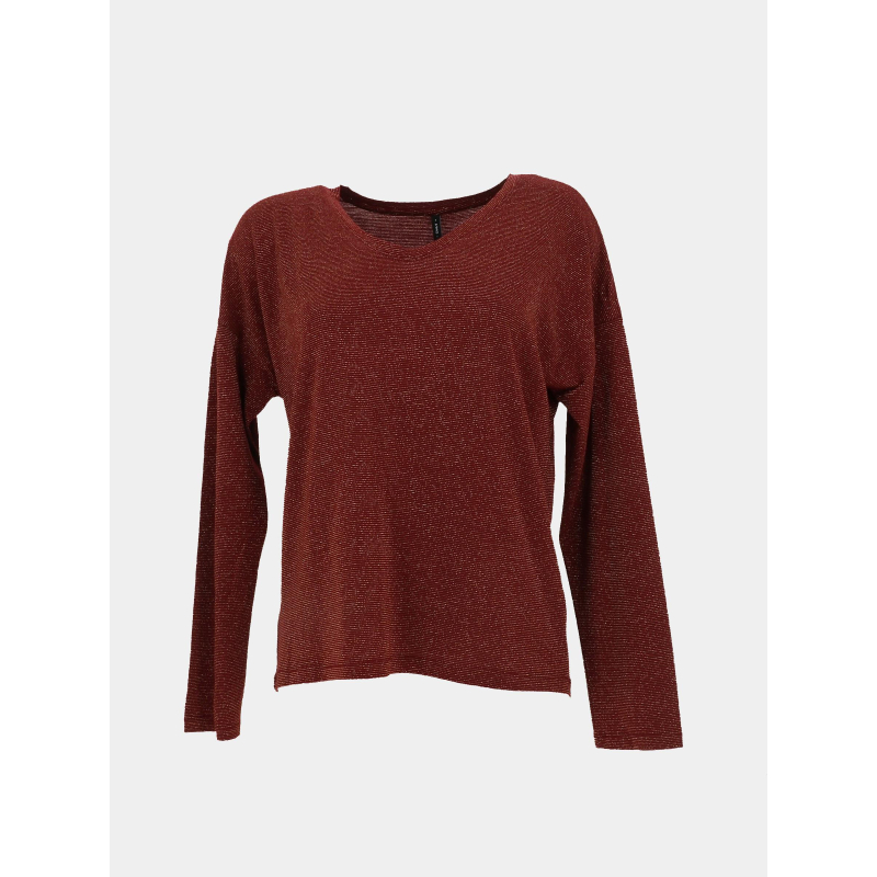 Top rayé manches longues harrie rouge doré femme - Only