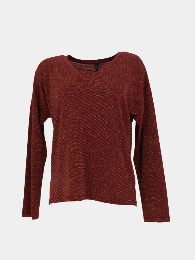 Top rayé manches longues harrie rouge doré femme - Only