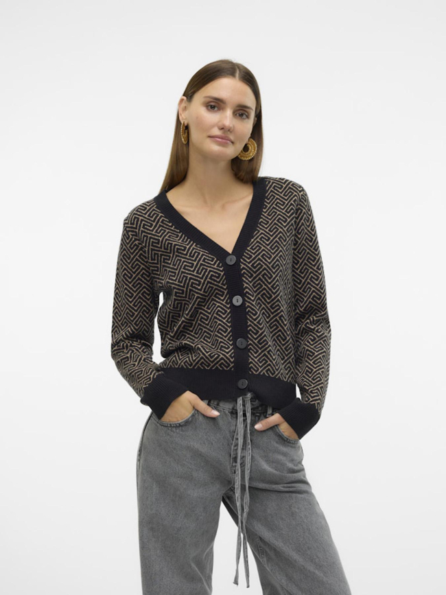 Gilet cardigan imprimé maria noir marron femme - Vero Moda