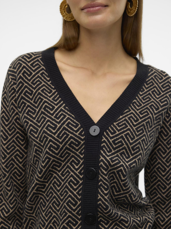 Gilet cardigan imprimé maria noir marron femme - Vero Moda