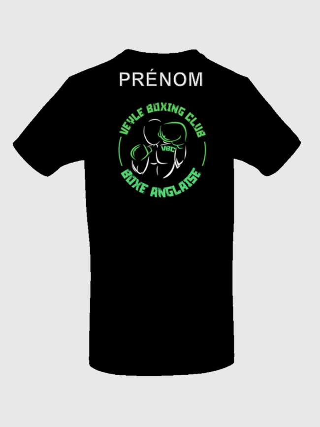 T-shirt Veyle boxing club noir vert sérigraphie coeur + dos + prénom - Boxe anglaise