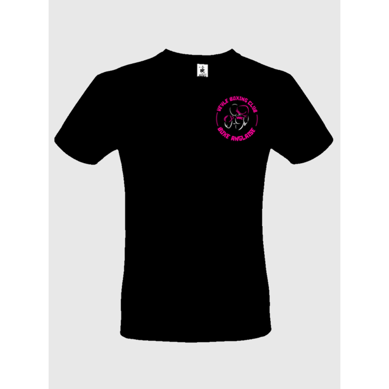 T-shirt Veyle boxing club noir rose sérigraphie coeur + prénom + dos - Boxe anglaise