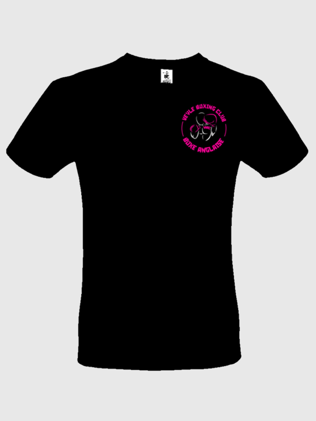 T-shirt Veyle boxing club noir rose sérigraphie coeur + prénom + dos - Boxe anglaise