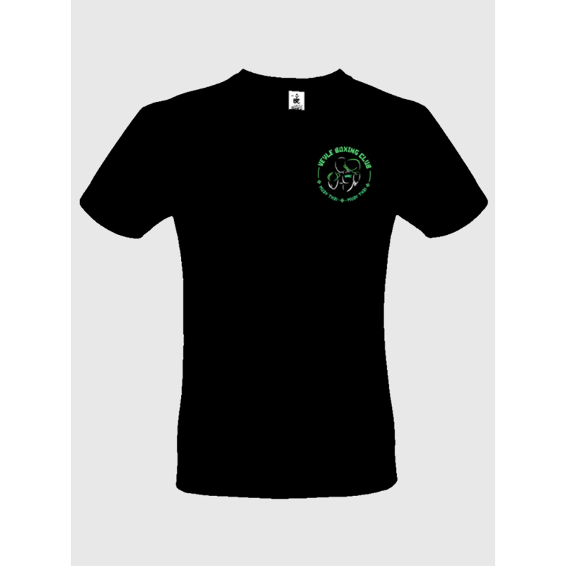 T-shirt Veyle boxing club noir vert sérigraphie coeur + dos + prénom - Muay Thaï