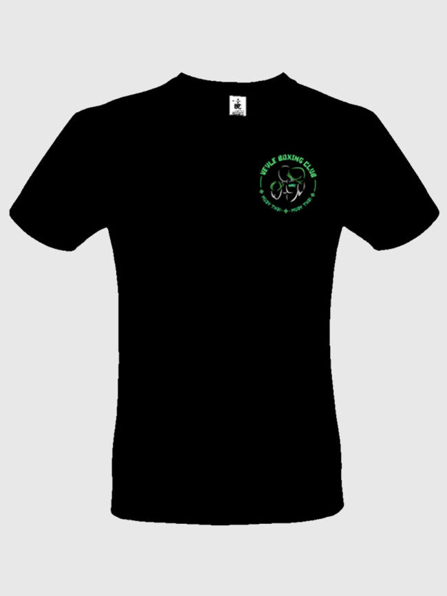 T-shirt Veyle boxing club noir vert sérigraphie coeur + dos + prénom - Muay Thaï