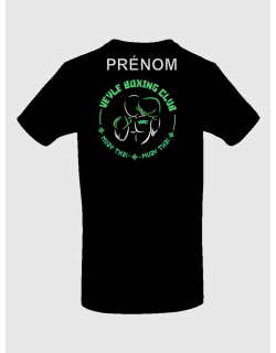 T-shirt Veyle boxing club noir vert sérigraphie coeur + dos + prénom - Muay Thaï