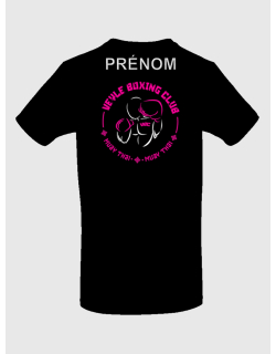 T-shirt Veyle boxing club noir rose sérigraphie coeur + prénom + dos - Muay Thaï