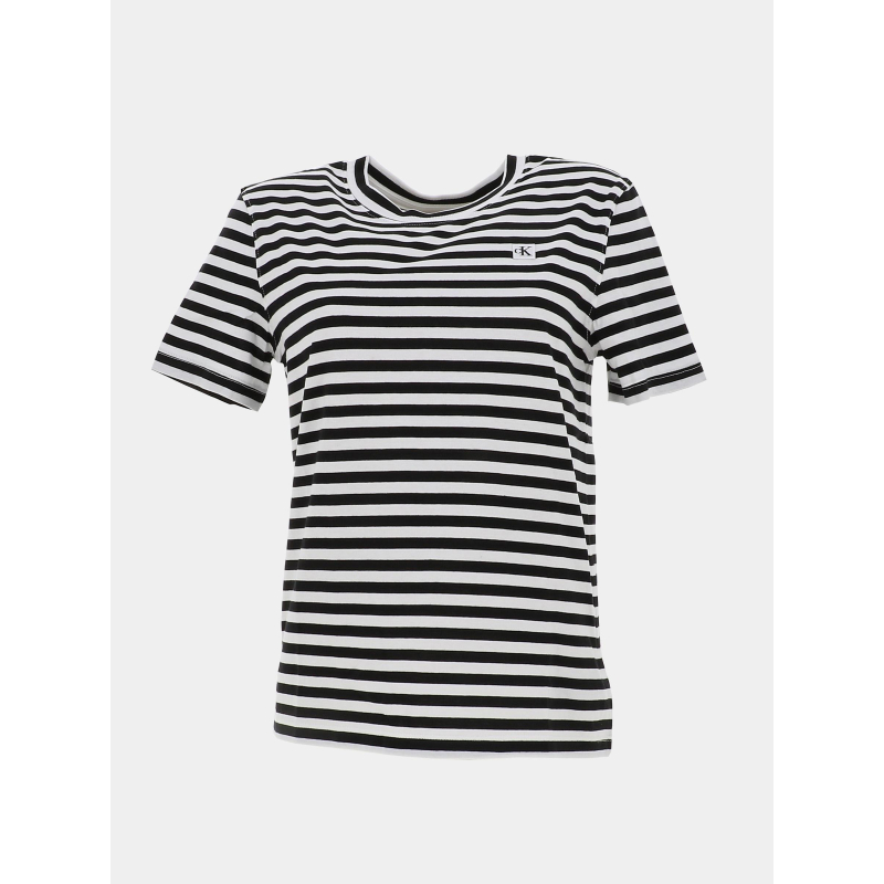 T-shirt rayé noir et blanc femme - Calvin Klein Jeans