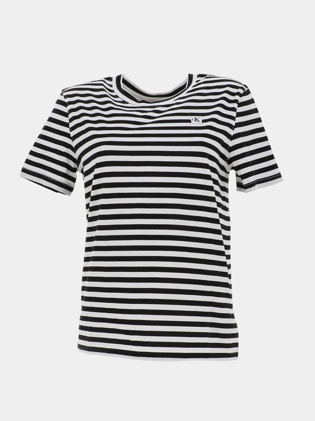 T-shirt rayé noir et blanc femme - Calvin Klein Jeans