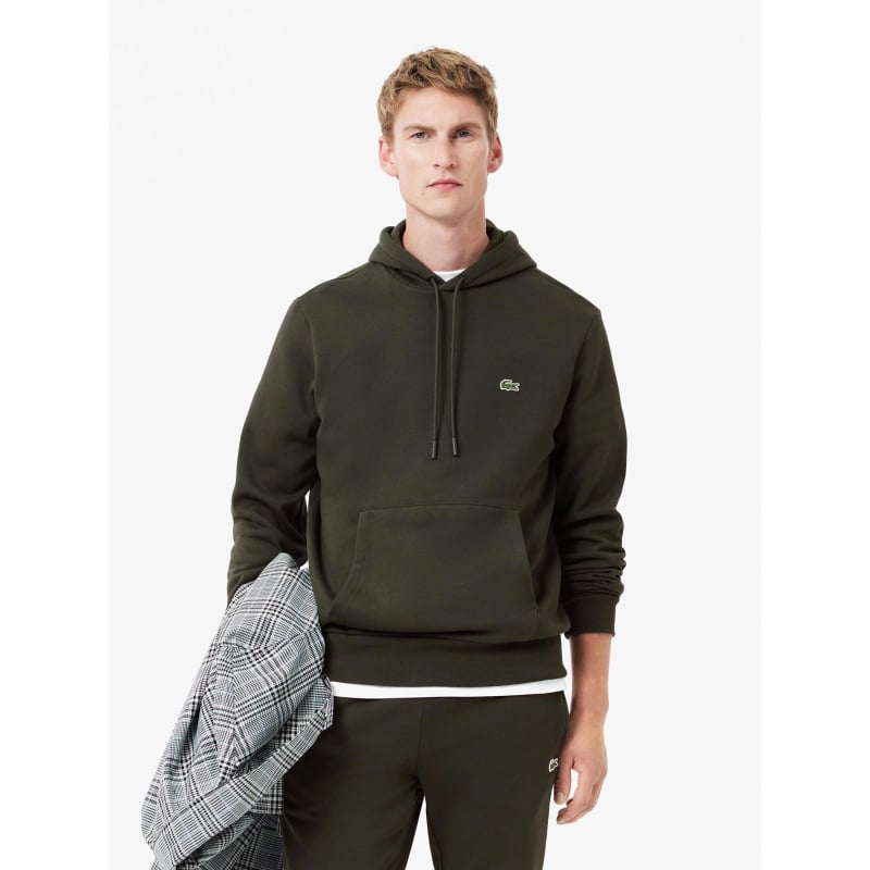 Sweat à capuche molleton kaki homme - Lacoste