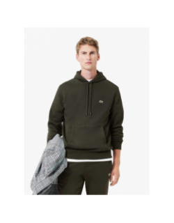 Sweat à capuche molleton kaki homme - Lacoste