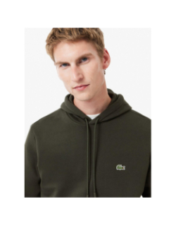 Sweat à capuche molleton kaki homme - Lacoste