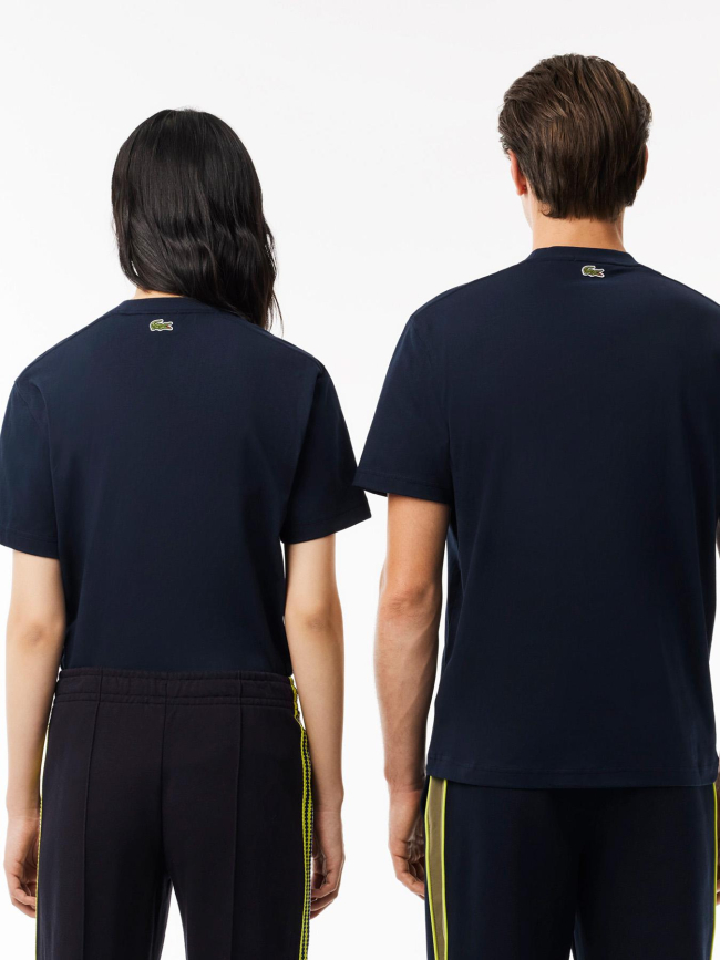 T-shirt classic fit imprimé signature bleu marine adulte - Lacoste